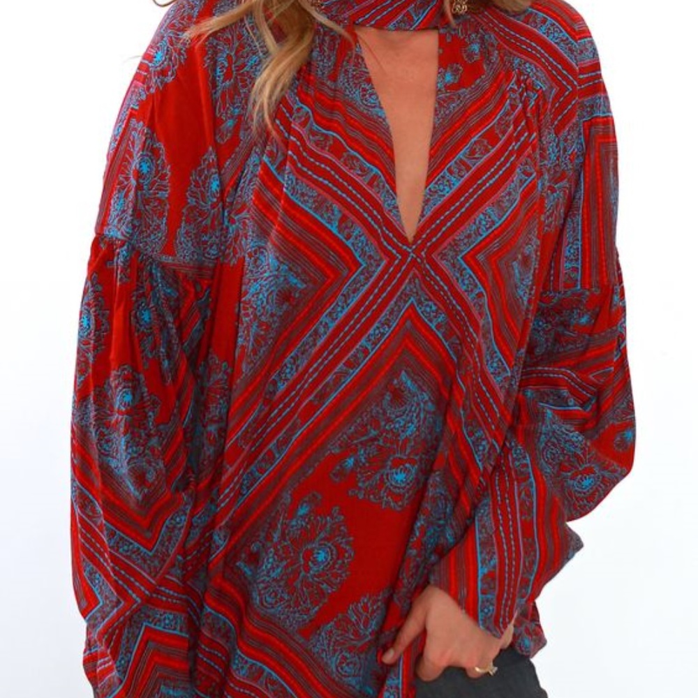 Free People Walking on a Dream Tunic-RED-X-Small - Picture 5 of 7